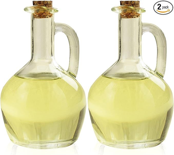 Oil Dispenser – Set of 2 12Oz Oil Bottles – Glass Cruet Bottles with Cork Ideal for Syrup, Dr... | Amazon (US)
