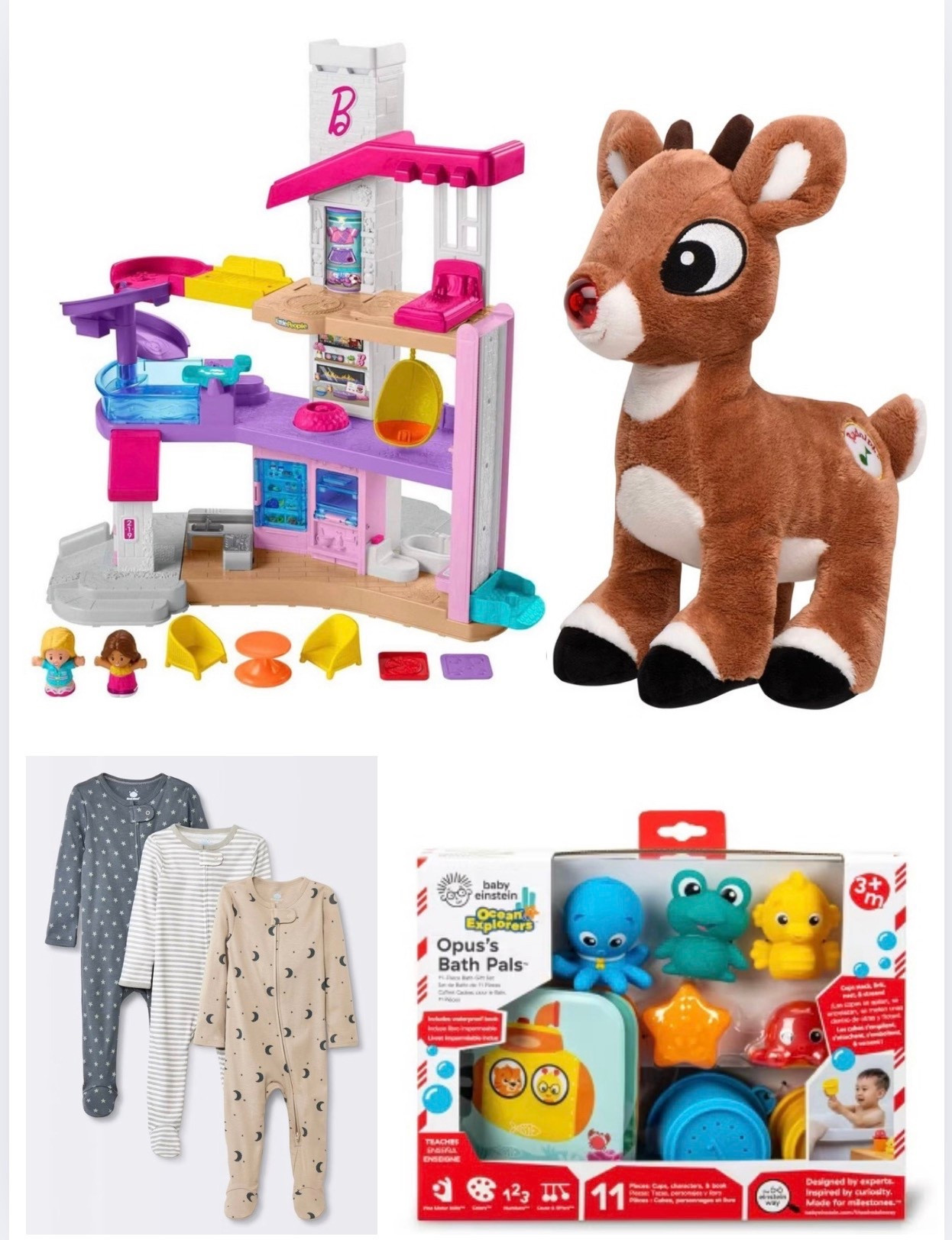 Christmas gift ideas !

Got the little people’s Barbie dream house for a little girl. About 1.5 years 

Rudolph, onesies and bath toys for baby boy. About 4-5 months 

On sale at target ! 



#LTKGiftGuide #LTKHoliday #LTKBaby