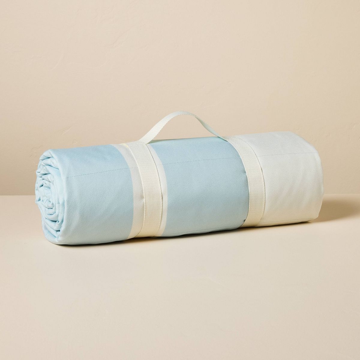 72"x72" Bold Stripe Picnic Blanket Cream/Light Blue/Red - Hearth & Hand™ with Magnolia | Target