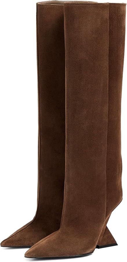 Women's Pointed Toe Slope Heel Knee High Boots Special High Wedge Heel Pull On Boots for Women Fa... | Amazon (US)