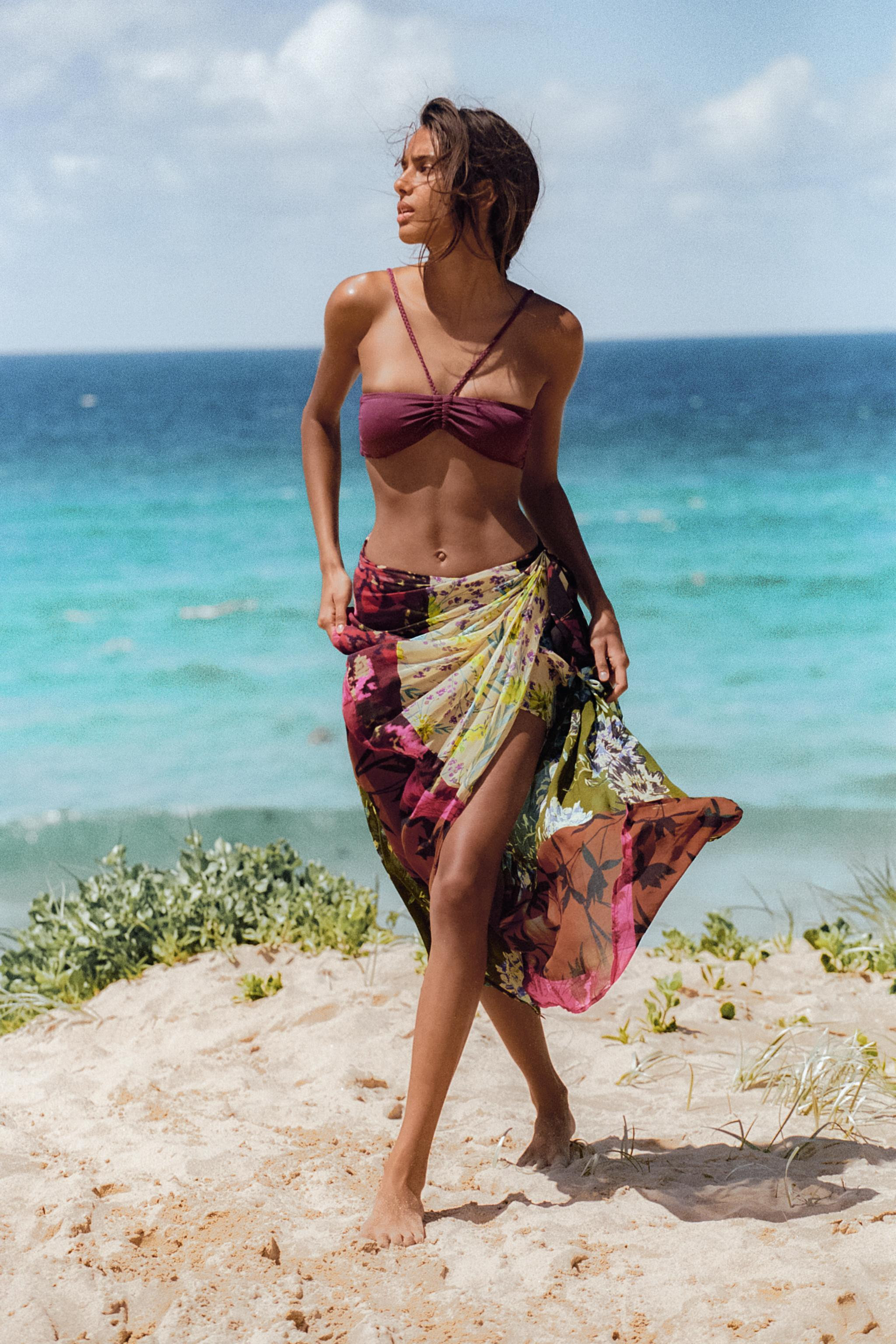 DRAPED PRINTED PAREO SKIRT | Zara US