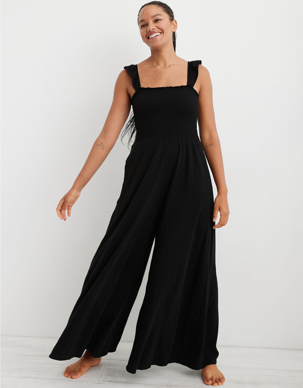 Aerie Smocked Wide Leg Jumpsuit | American Eagle Outfitters (US & CA)