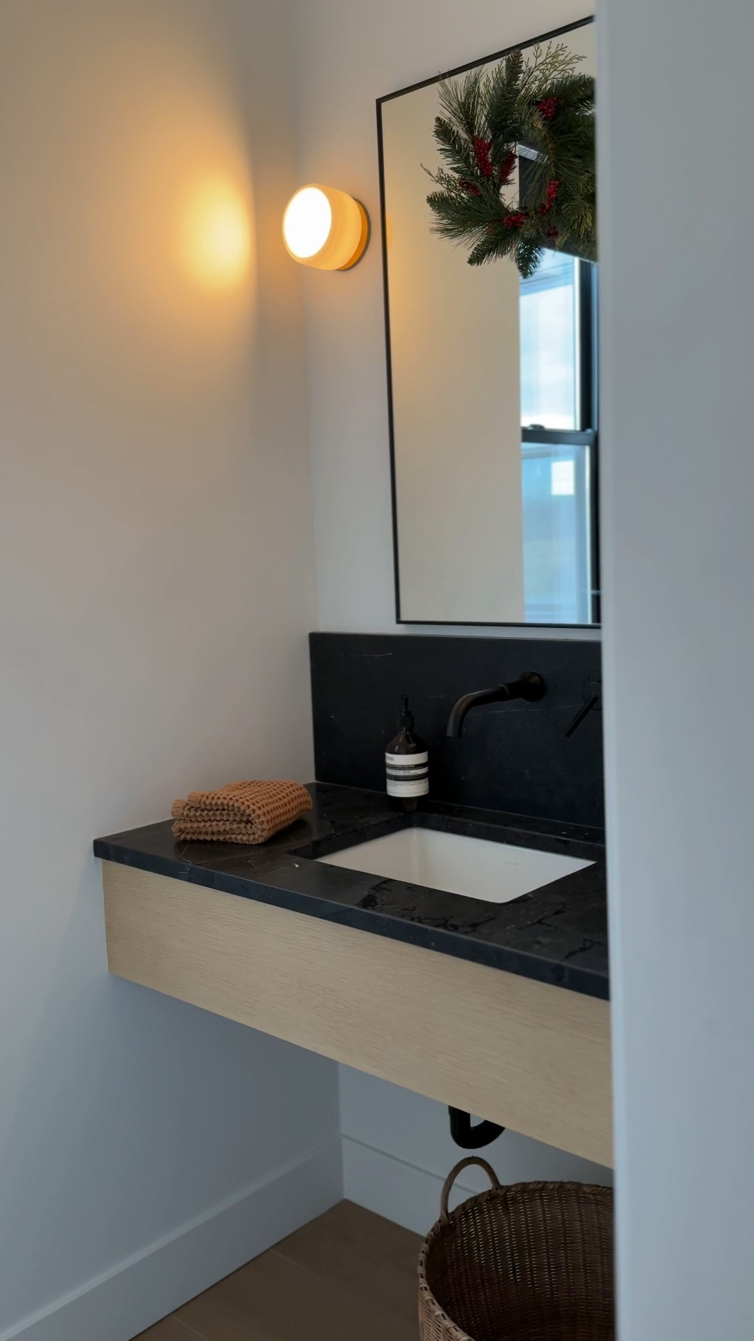 Cutie mini wreaths in the bathrooms 🤍

#LTKHome #LTKHoliday