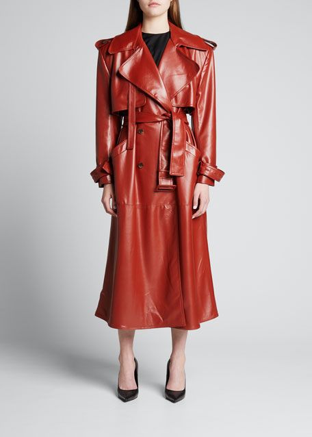 Materiel Eco-Leather Wide-Shoulder Trench Coat | Bergdorf Goodman