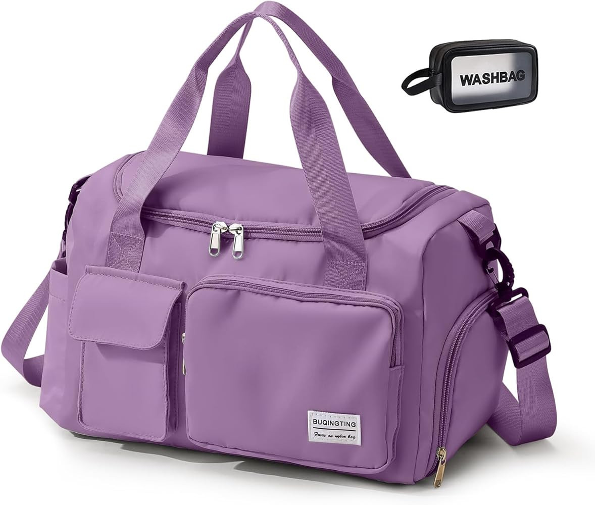Small Gym Bag for Women, Travel Duffle Bag Carry On Weekender Bag with Shoe Compartment | Amazon (US)