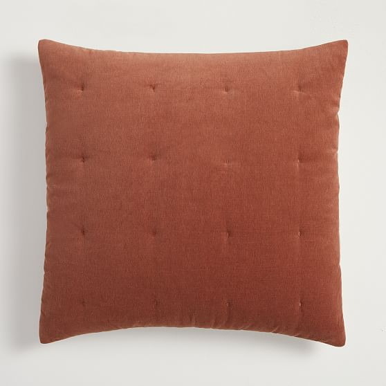 Cotton Velvet Euro Sham, Burnt Umber | West Elm (US)