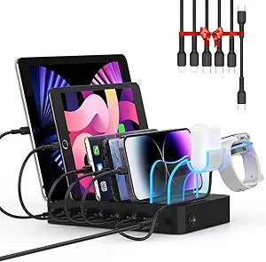 SooPii 6-Port PD Charging Station for Multiple Devices, 20W PD USB C Fast Charging for lPhone 14/... | Amazon (US)