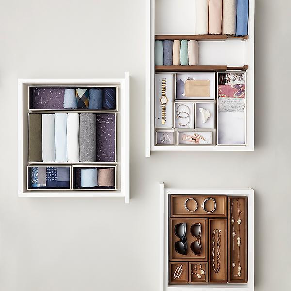 Marie Kondo Shallow Bamboo Drawer Divider Kocha Brown Pkg/2 | The Container Store