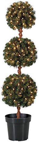 Home Heritage 4 Foot Artificial Topiary Tree w/Clear Lights for Entryway Decor | Amazon (US)