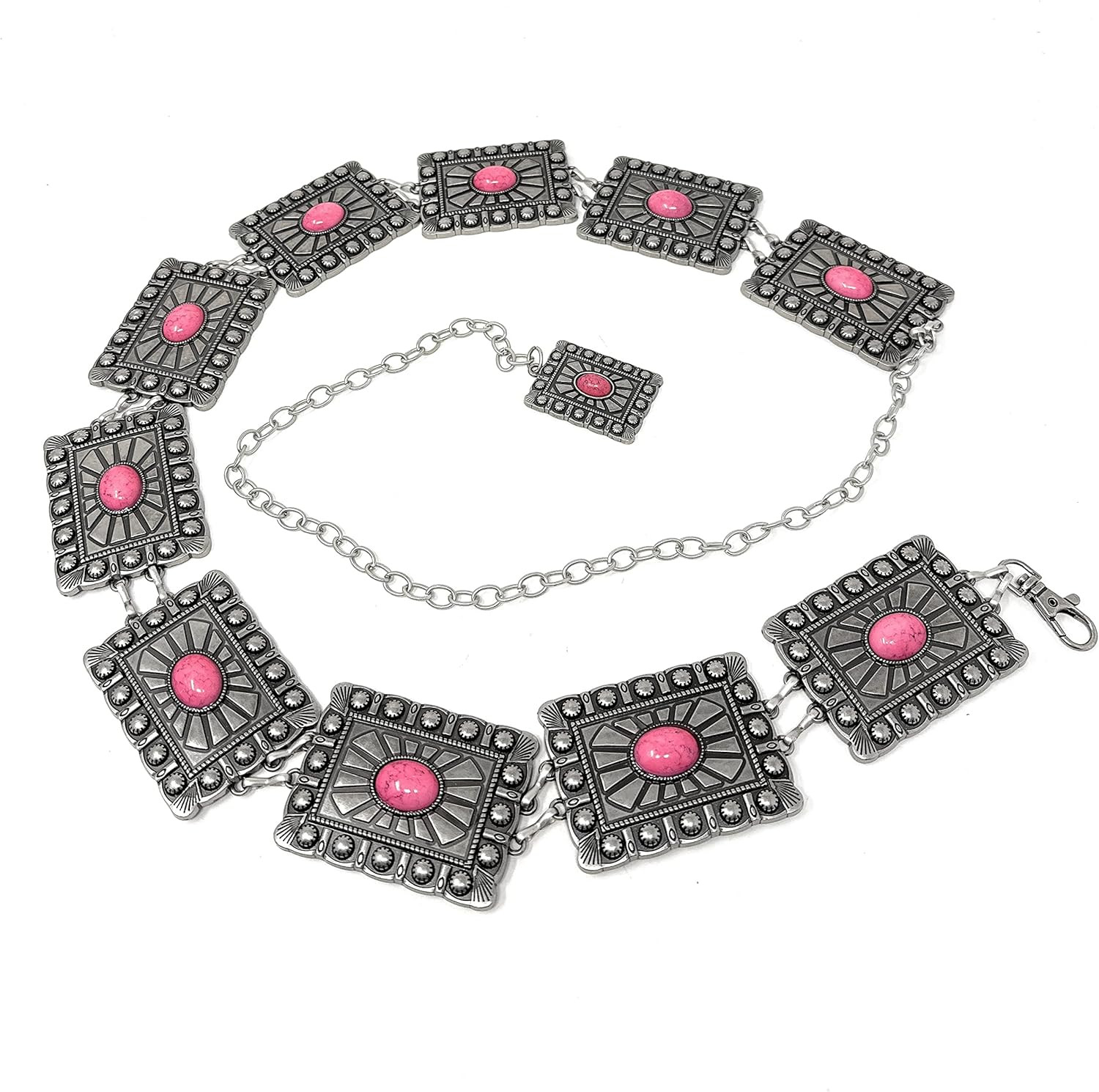 Western Women's Agate Stone Concho Large Chain Belt in 5 color | Amazon (US)