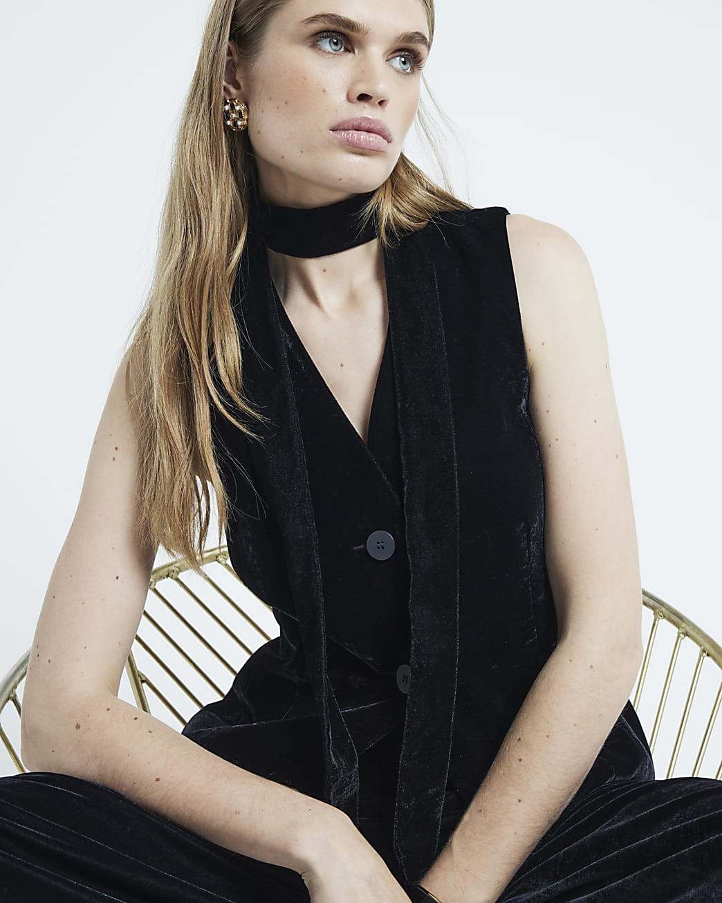 Black Velvet Tailored Waistcoat | River Island UK & IE