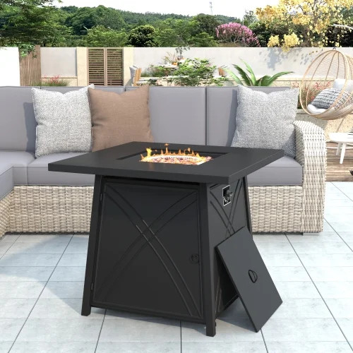 Outdoor Propane Gas Fire Pit Table With Stainless Steel Heater And Control Knob | Walmart (US)