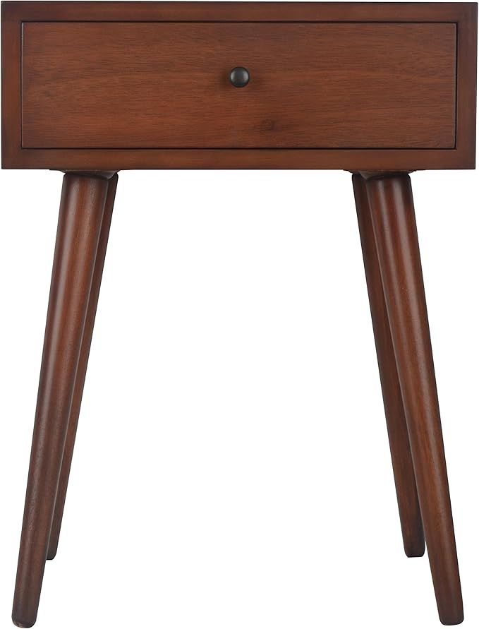 Décor Therapy Mid Century One Drawer Side Table Wood Light Walnut | Amazon (US)