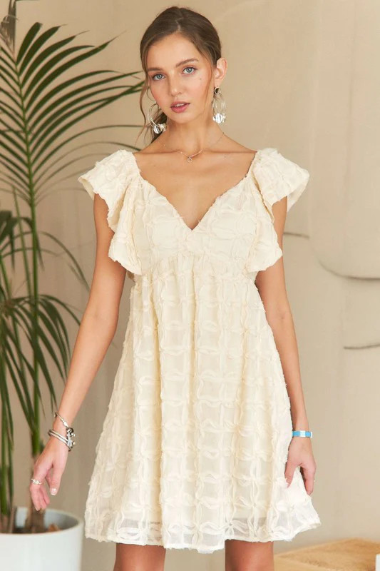 ADORA Tie Back V-Neck Ruffle Sleeve Dress | Ami Club Wear