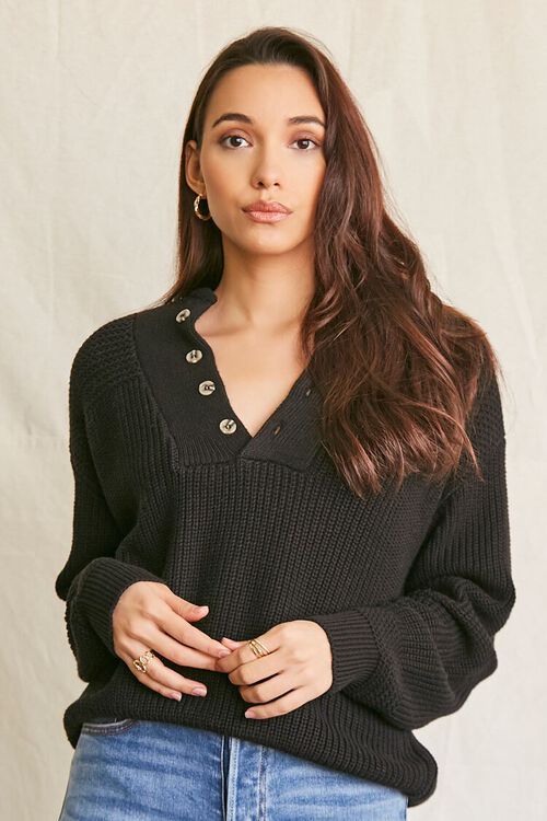 Purl-Yoke Buttoned Sweater | Forever 21 (US)