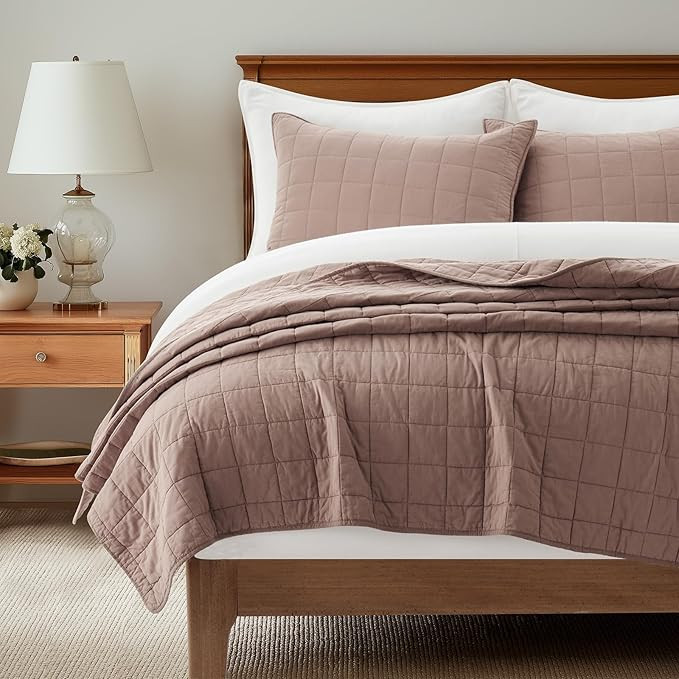 EVERGRACEHOME 100% Cotton Box Stitch Quilt Bedding Set King Size 3 Pieces, Garment-Washed Lightwe... | Amazon (US)