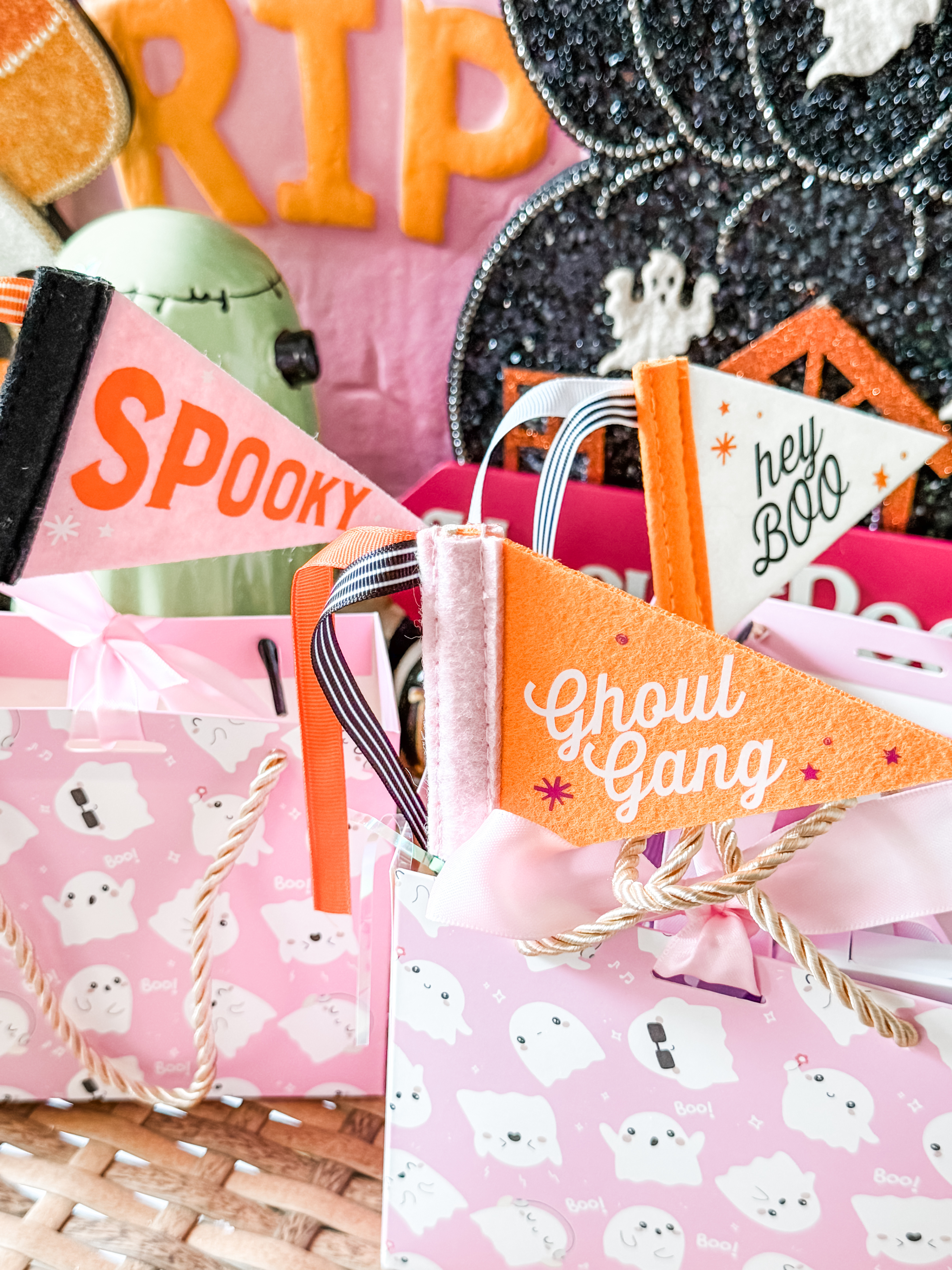 These pink and orange spooky gift bags are such a fun way to package treats, teacher gifts, party favors, or a little surprise for your favorite ghoul gang. Add a festive pennant and a few Halloween goodies for an extra cute touch! 

 #LTKmomlife #LTKHome #LTKKids