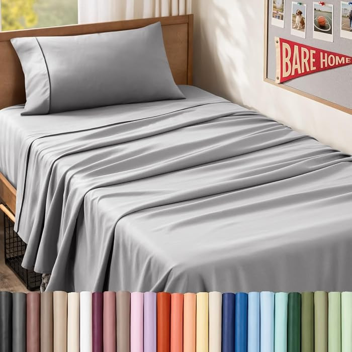 Bare Home Twin XL Sheet Set - 1800 Ultra-Soft (Twin XL, Light Grey) | Amazon (US)