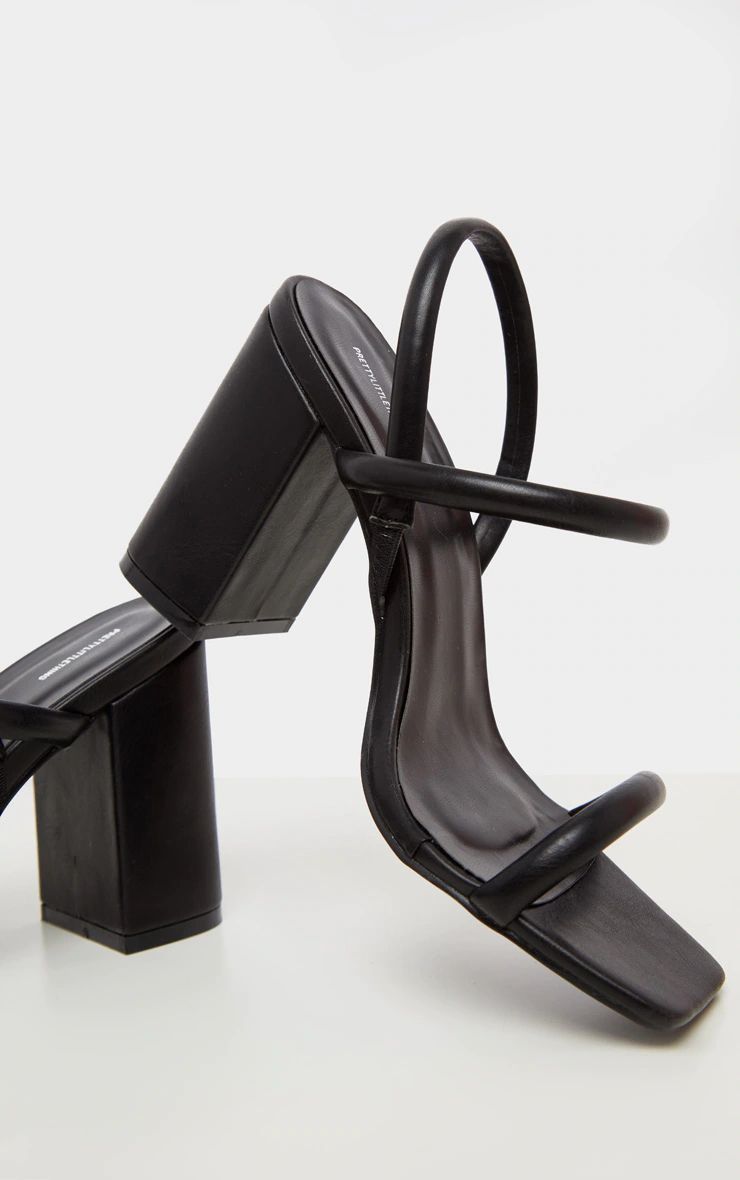 Black Wide Fit Chunky Block Heel Slingback Sandal | PrettyLittleThing US