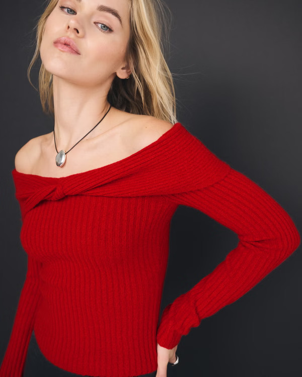 Women's Off-The-Shoulder Twist Sweater | Women's Tops | Abercrombie.com | Abercrombie & Fitch (UK)