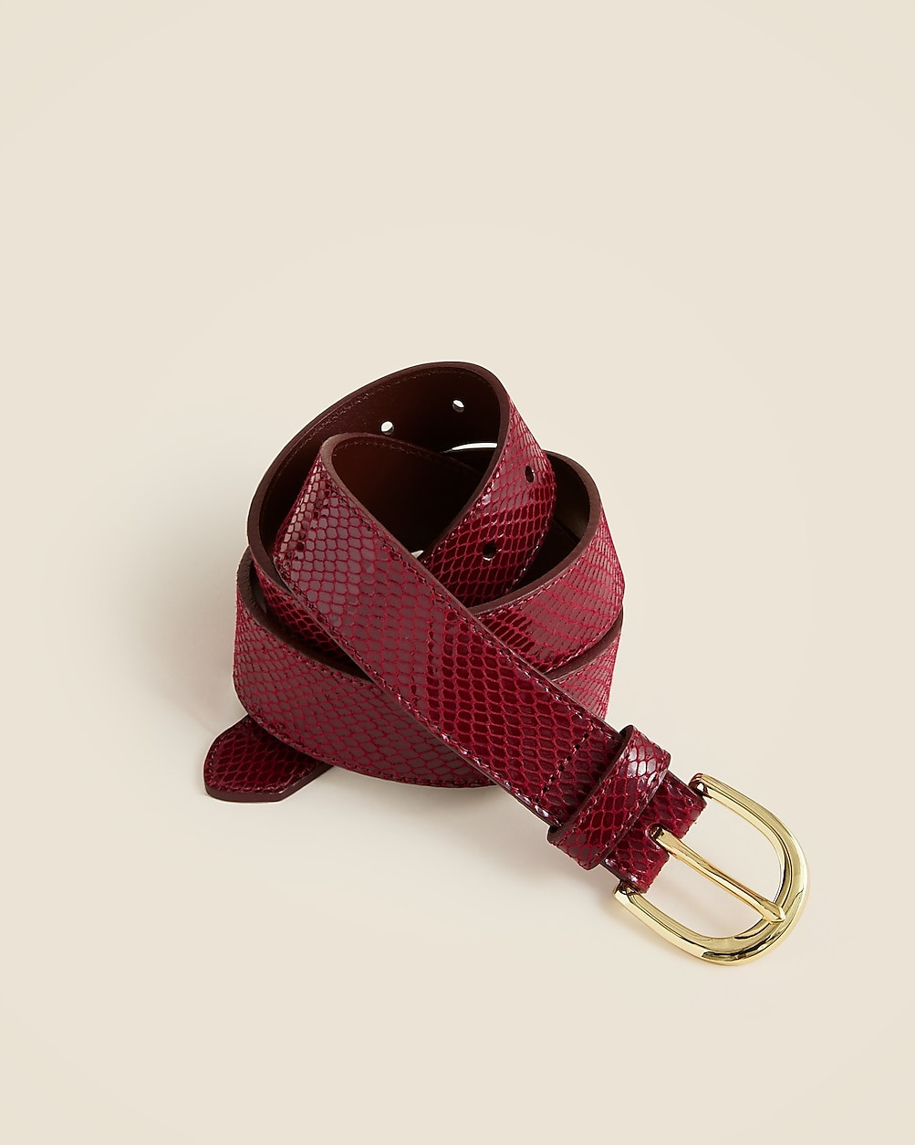 Snake-embossed Italian patent leather belt | J. Crew US