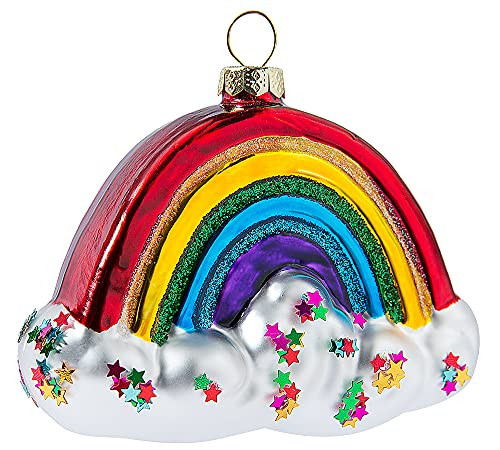 2 Pack Hand Blown Glass Rainbow Christmas Ornaments, Hand Painted Glass Rainbow Ornaments for Christmas Tree Decorations | Amazon (US)