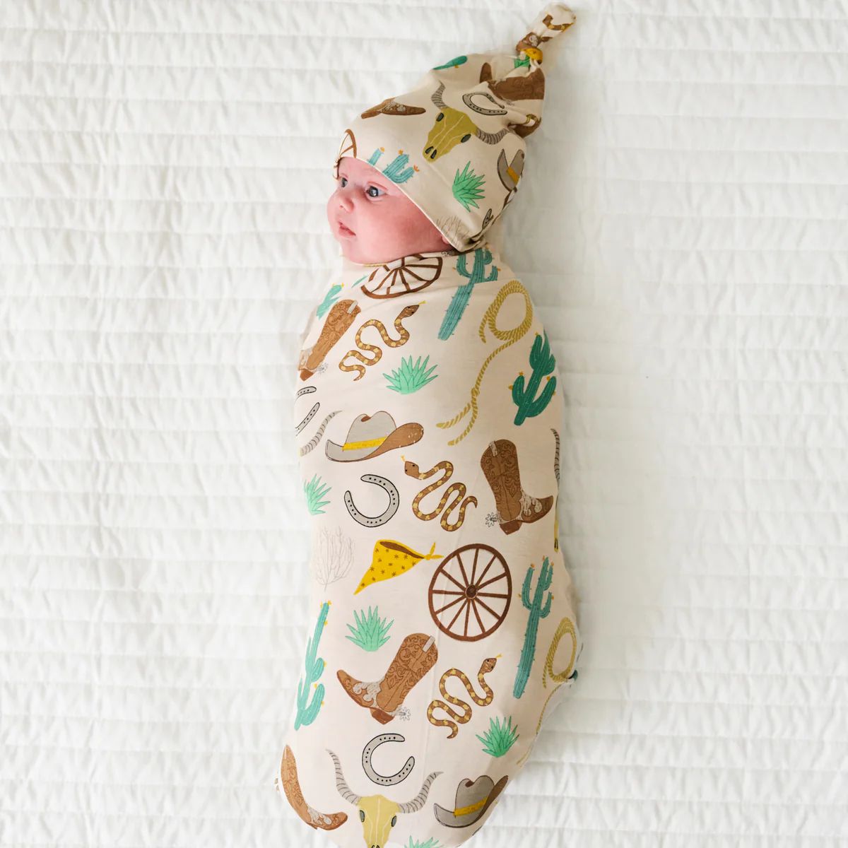 Caramel Ready to Rodeo Swaddle & Hat Set | Little Sleepies