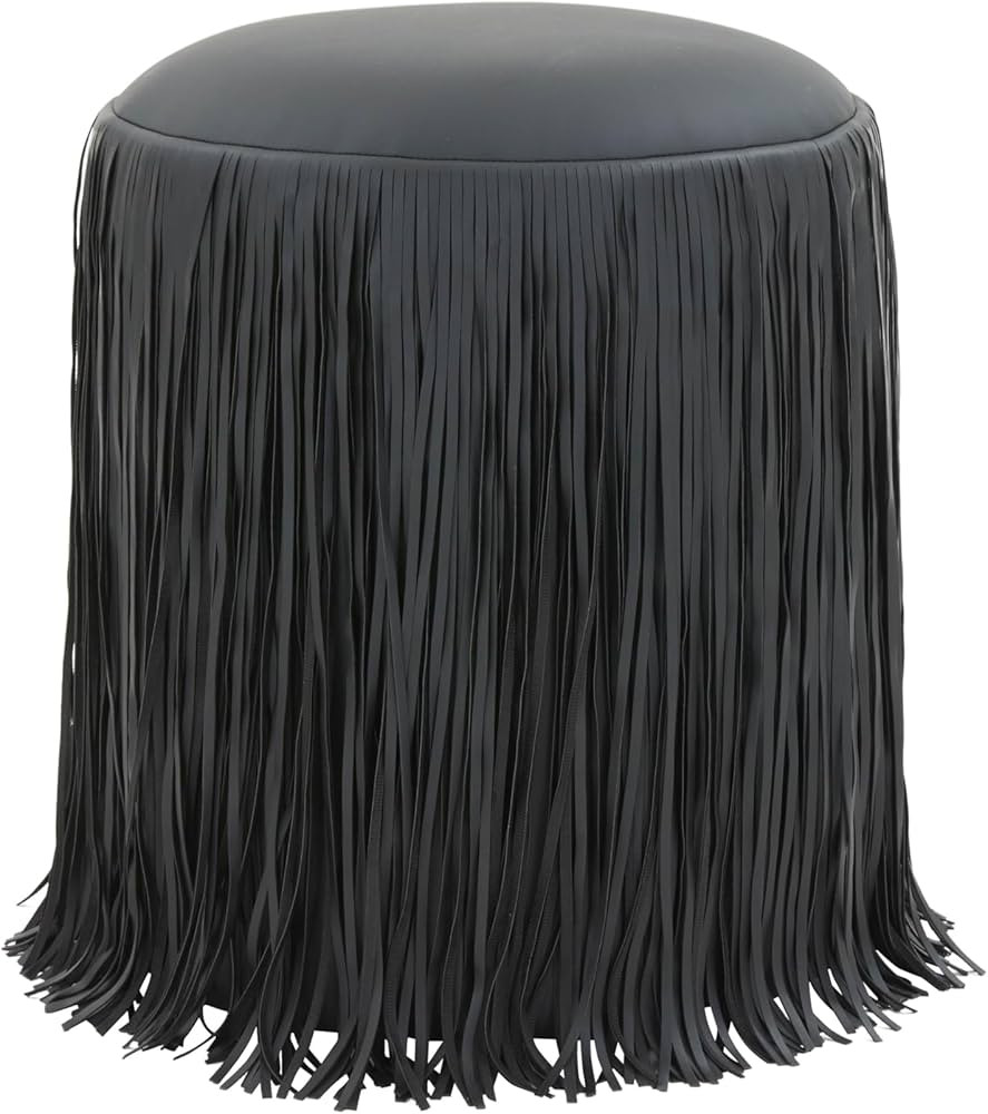 Tov Furniture Shag Me Black Performance Vegan Leather Ottoman | Amazon (US)