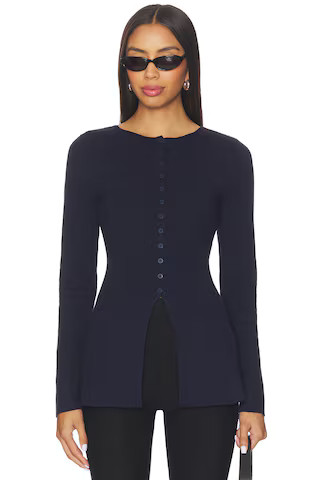 ALIGNE Daphne Waisted Knit Cardigan in Navy from Revolve.com | Revolve Clothing (Global)