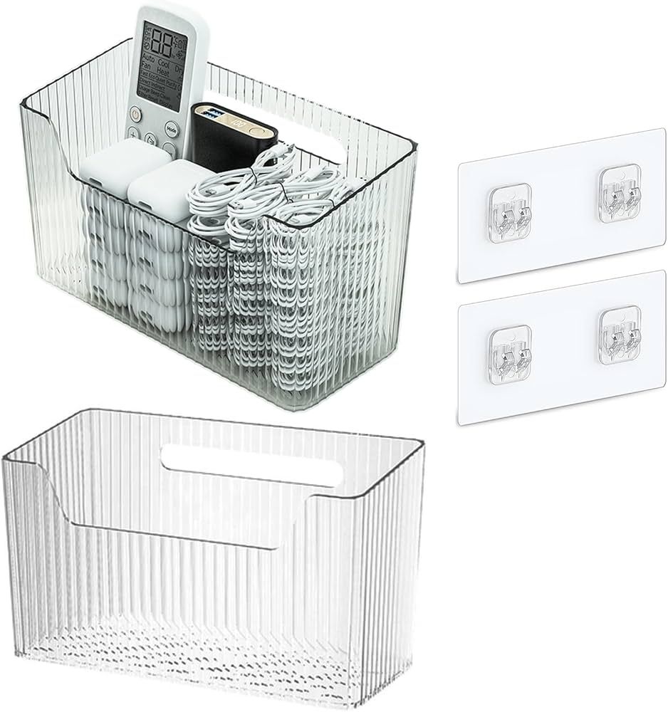 Set Of 2 Storage Organizer Bins Wall Mounted Organizer Basket, Shower Caddy Stackable Clear Plast... | Amazon (US)