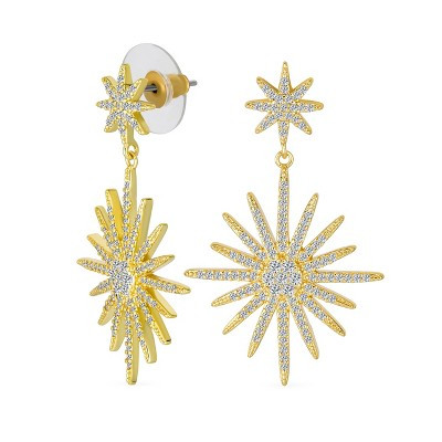 Bling Jewelry Classic Dangle Chandelier Earrings CZ Starburst Gold Prom | Target