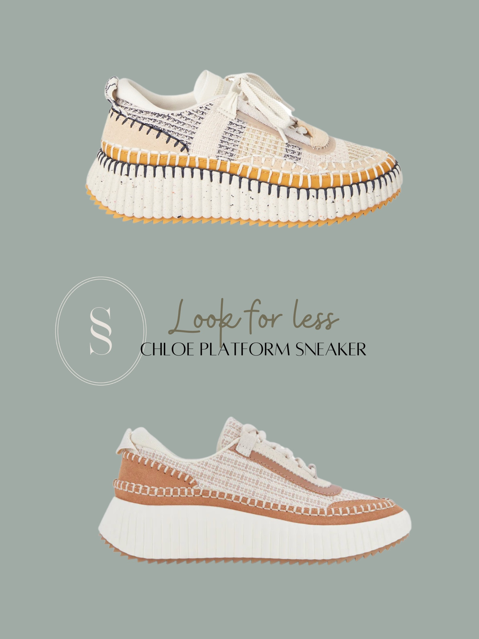 $795 Chloè chunky platform stitched sneaker. Color block sneakers are all the rage! I have been eying these designer sneakers for quite some time but the price had me in stitches! 😂 I could definitely see myself pulling the trigger on this look for less sneaker at $145 by Dolce Vita. This brand runs TTS in my experience buying and owning other styles from them 

#LTKHoliday #LTKshoecrush #LTKCyberweek