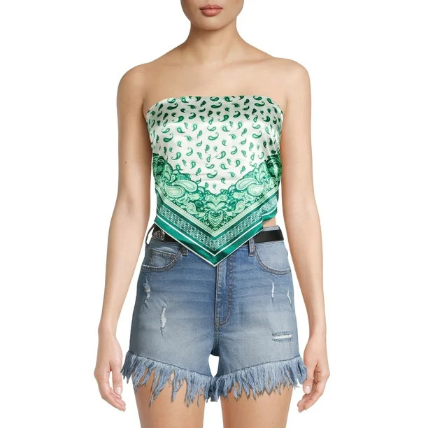 Liv & Lottie Juniors' Satin Strapless Handkerchief Top with Tie Back | Walmart (US)