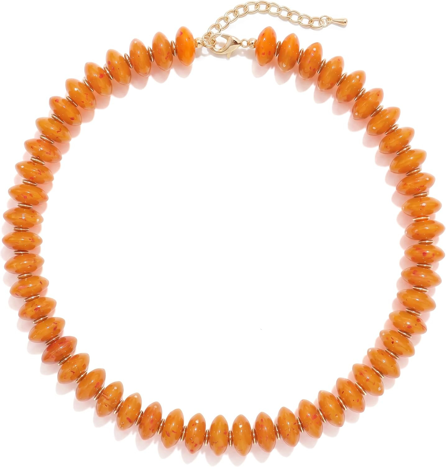 Chunky Beaded Necklace for Women, Resin Disc Bead Statement Choker, Boho Summer Beach Vacation Jewelry | Amazon (US)
