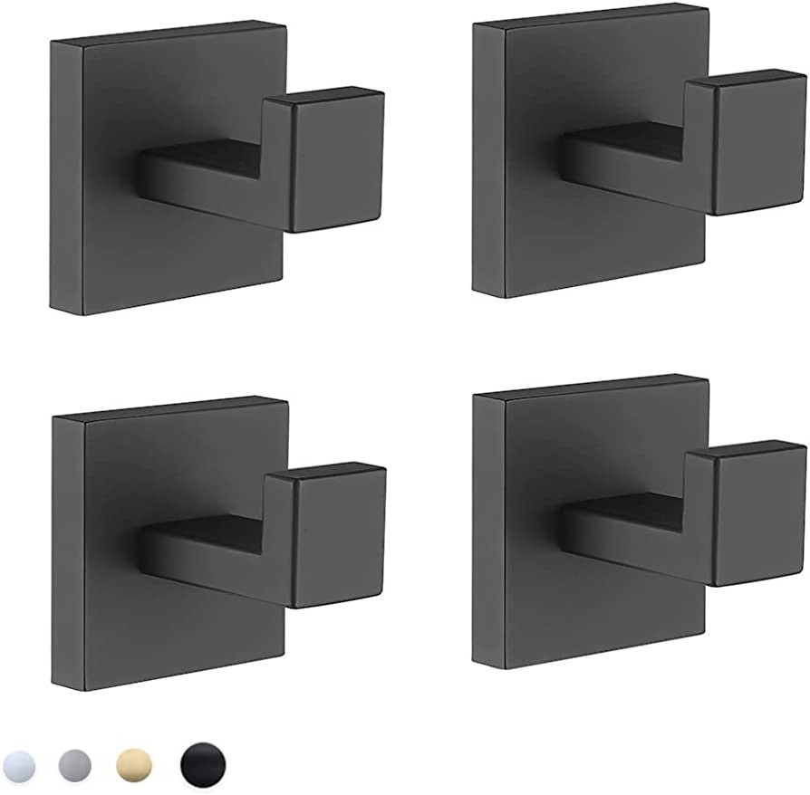 COUOBO Wall Hooks Towel Hooks Towel Holder Robe Hook Bathroom Hooks Black Heavy Duty Door Hanger ... | Amazon (US)