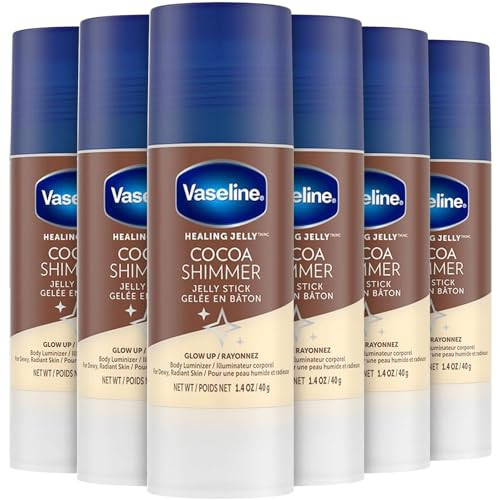 Vaseline Cocoa Shimmer Jelly Stick Highlighter & Luminizer Cocoa Butter Body Shimmer Stick, Lotion, Travel Size, for Glowing Skin, 1.4 Oz Ea (Pack of 6) | Amazon (US)