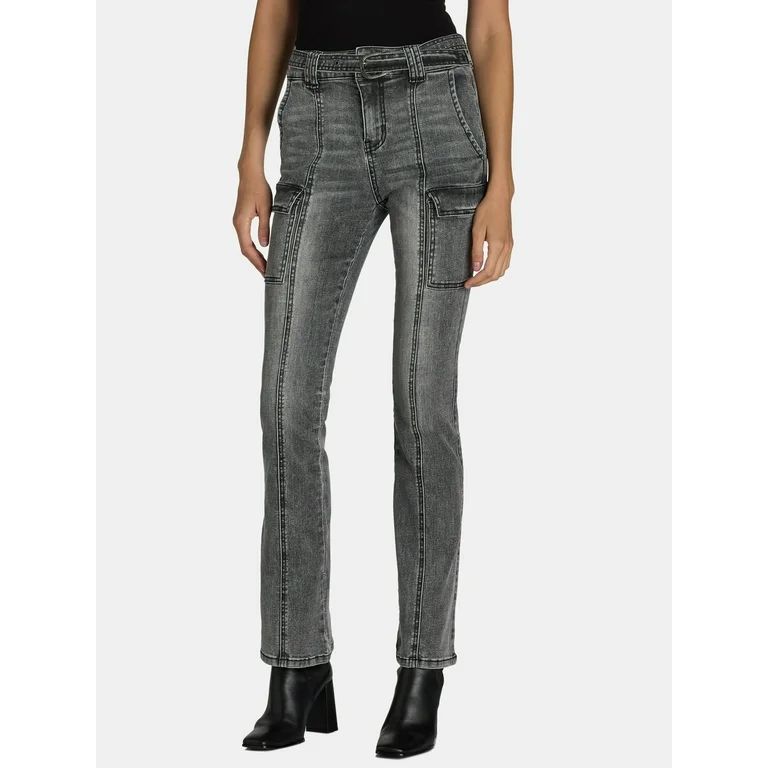 Madden NYC Women's and Women's Plus Belted Cargo Jeans, 32” Inseam, Sizes 00-4X | Walmart (US)