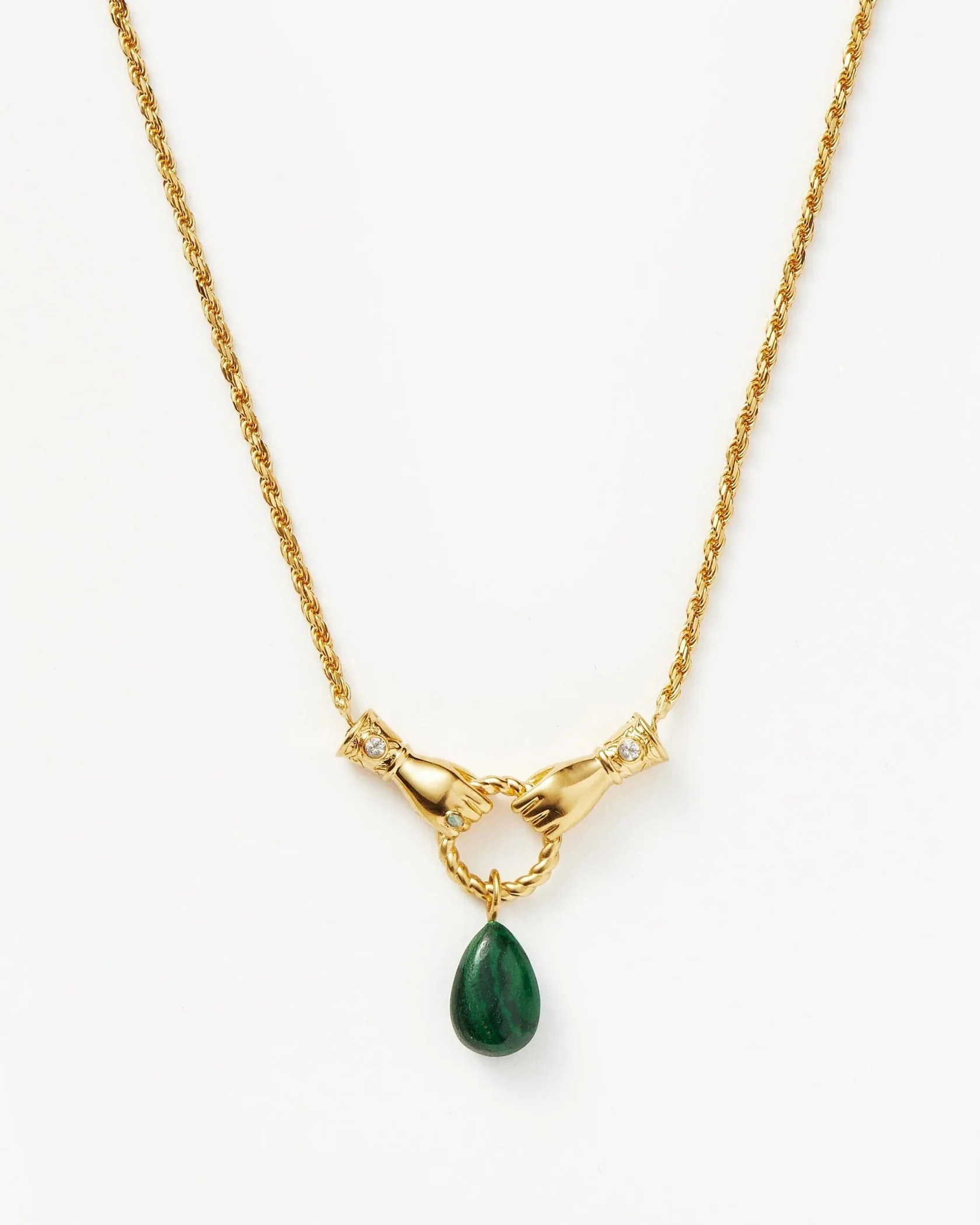 Harris Reed In Good Hands Drop Pendant Necklace - Malachite | Missoma UK