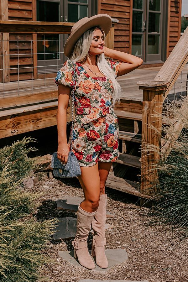 Cute Energy Floral Romper in Beige | Impressions Online Boutique