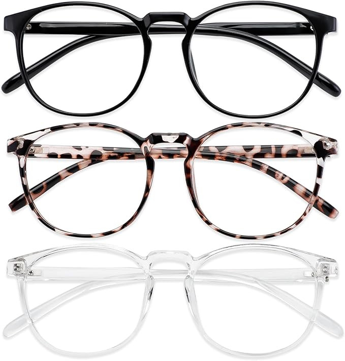 Przene 3 Pack Blue Light Blocking Glasses Women/Men,Retro Round Computer Glasses Anti Eye Strain/... | Amazon (US)