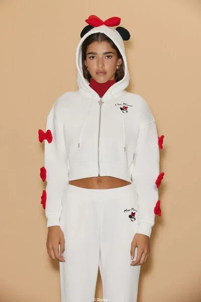 Disney Minnie Mouse Bow Zip-Up Hoodie | Forever 21