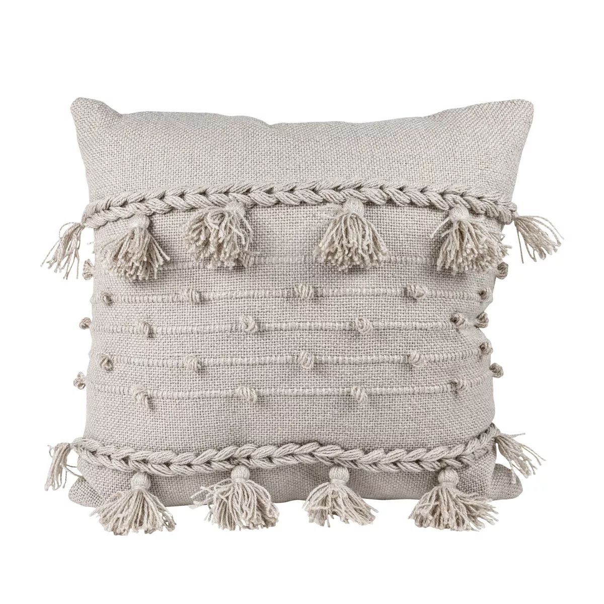Gray Pulled Knot 20X20 Hand Woven Filled Outdoor Pillow - Foreside Home & Garden | Target
