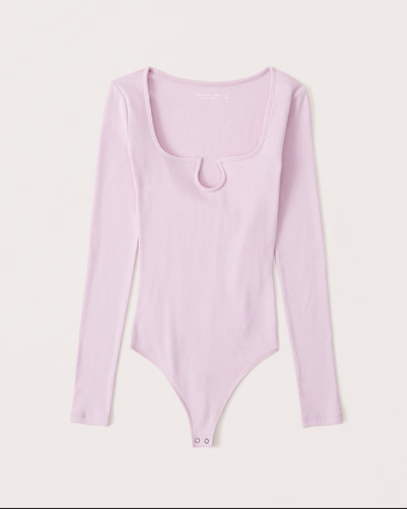 Women's Ribbed Notch-Neck Bodysuit | Women's Tops | Abercrombie.com | Abercrombie & Fitch (US)