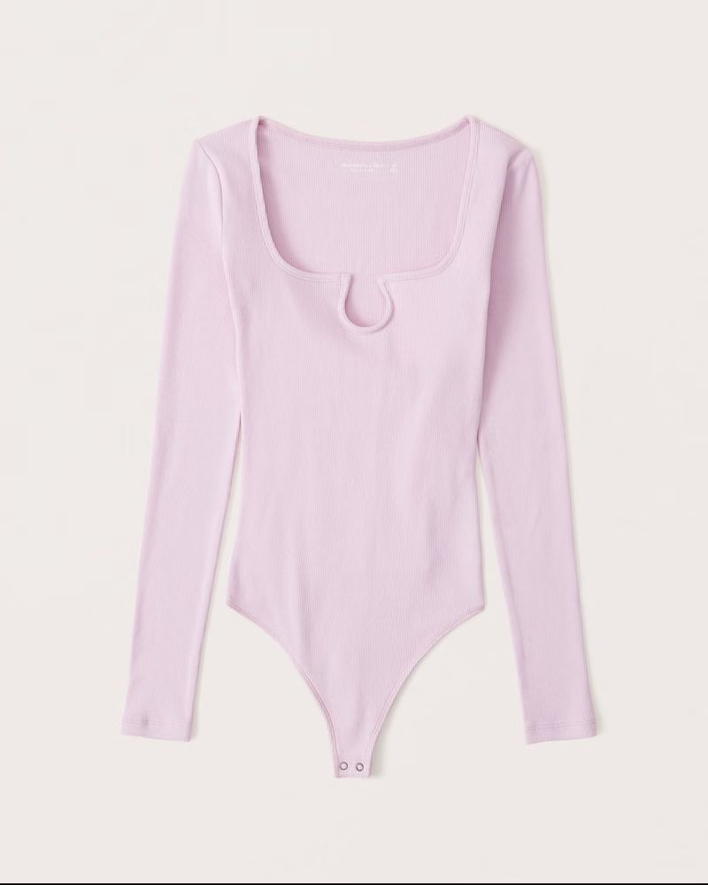 Ribbed Notch-Neck Bodysuit | Abercrombie & Fitch (US)