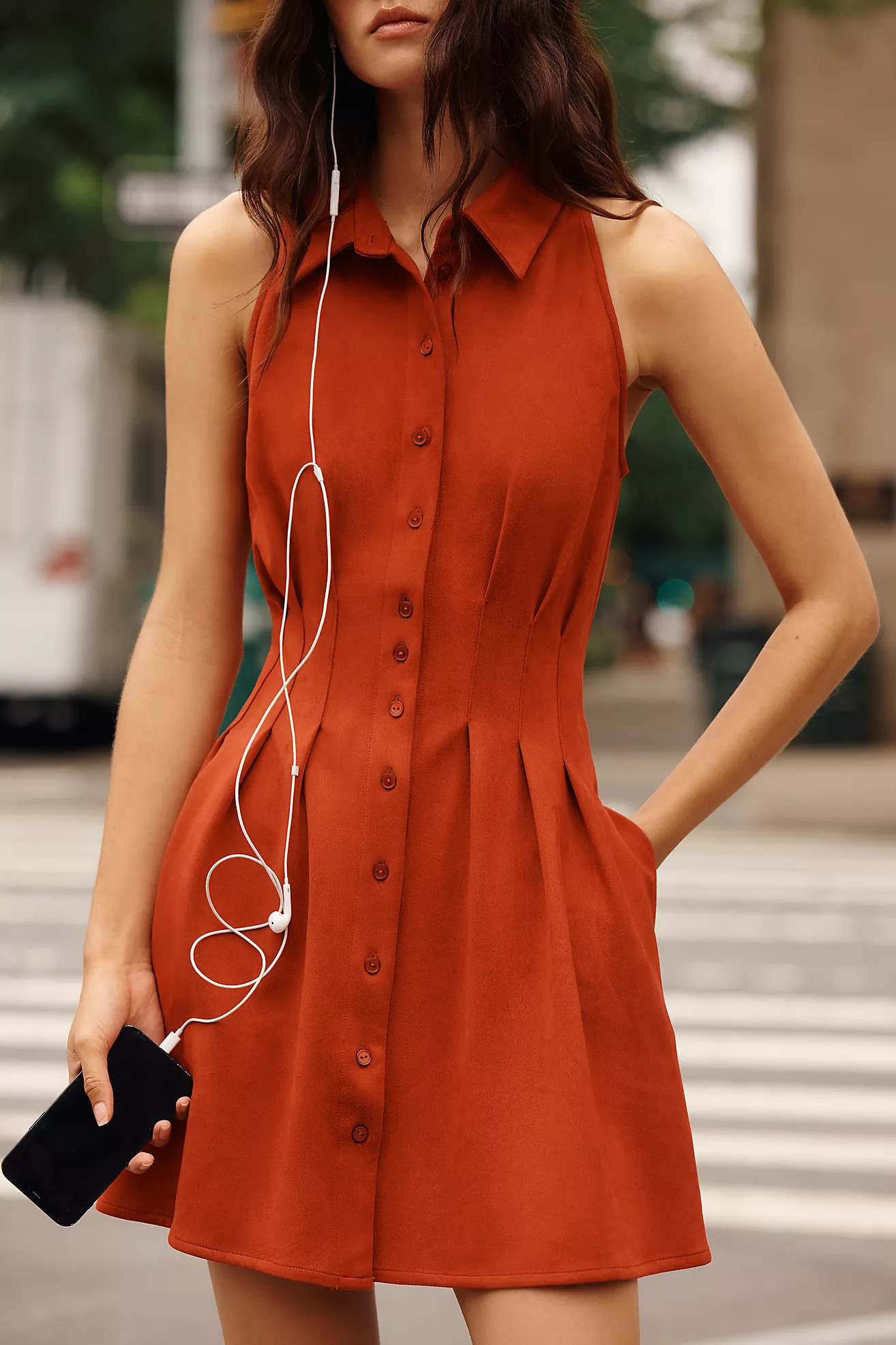 Exquise Tobie Faux-Suede Pintuck Mini Dress | Anthropologie (US)