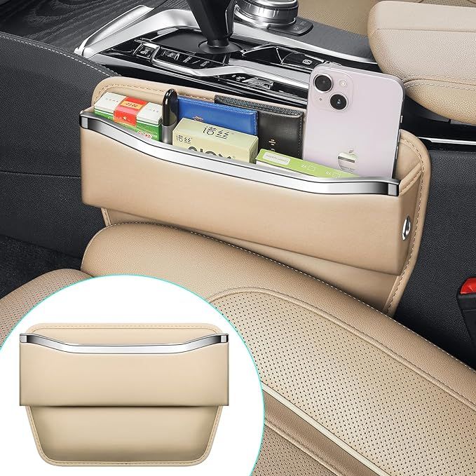 Car Seat Gap Filler - Premium Leather Car Organizer with Extra Storage - Organize and Secure Your... | Amazon (US)