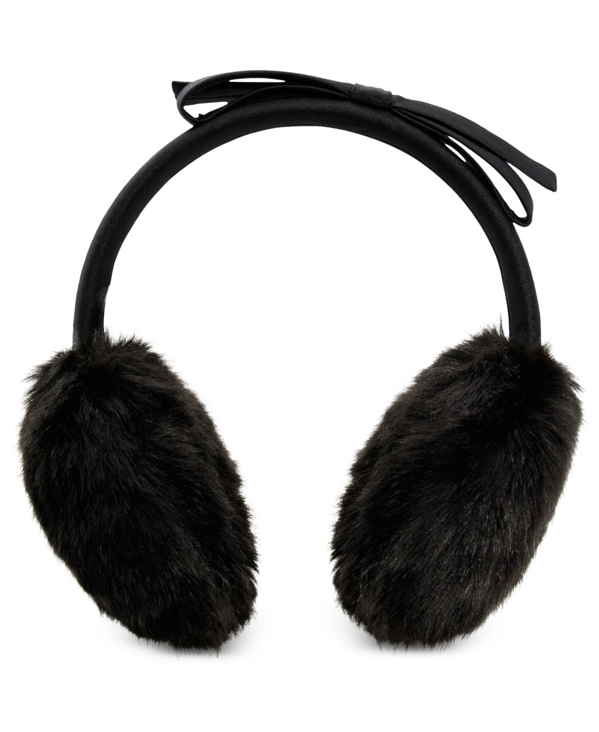 kate spade new york Women's Faux Fur Bow-Trim Earmuffs - Black | Macy's