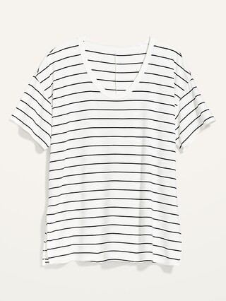 Short-Sleeve Luxe Oversized Scoop-Neck Striped Tunic T-Shirt for Women | Old Navy (US)