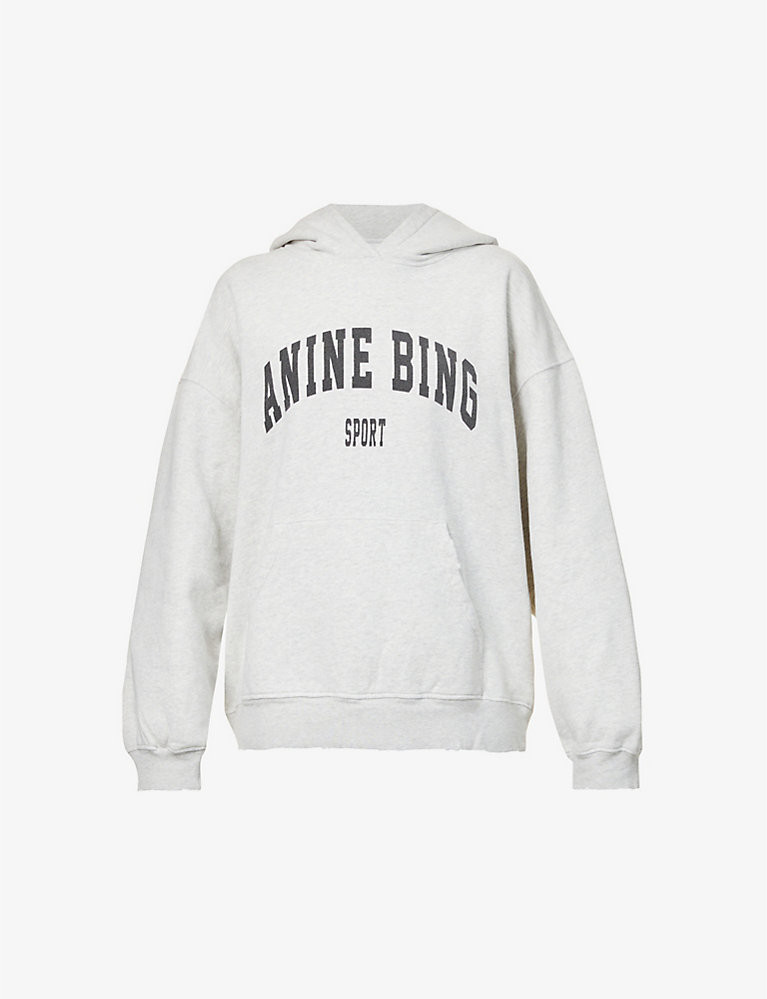 ANINE BING Harvey logo-print cotton-jersey hoody | Selfridges