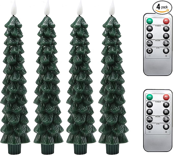 Fo32won LED Flameless Taper Candles Battery Operated with Remote and Timer, Set of 4 Christmas Re... | Amazon (US)